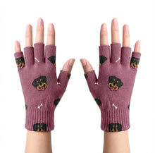 Load image into Gallery viewer, Happy Rottweiler Delight Touch Screen Gloves-Accessories-Accessories,Dog Dad Gifts,Dog Mom Gifts,Gloves,Rottweiler-Rose gold-Fingerless Gloves-1