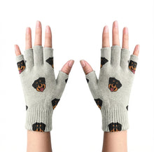 Load image into Gallery viewer, Happy Rottweiler Delight Touch Screen Gloves-Accessories-Accessories,Dog Dad Gifts,Dog Mom Gifts,Gloves,Rottweiler-White-Fingerless Gloves-5