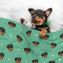 Load image into Gallery viewer, Happy Rottweiler Delight Blanket for Dog-Pet Furniture-Blanket for Dogs,Blankets,Home Decor,Rottweiler-1
