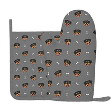 Load image into Gallery viewer, Happy Rottweiler Delight Oven Mitts and Pot Holder Set-Kitchen Decor-Accessories,Dog Mom Gifts,Rottweiler-9