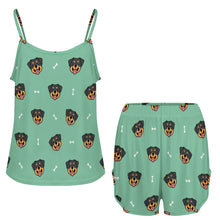 Load image into Gallery viewer, Happy Rottweiler Delight Women's Cami and Shorts Pajama Set-10