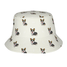 Load image into Gallery viewer, Happy Tri-Color Corgi Love Bucket Hat-Hats &amp; Caps-Accessories,Corgi,Dog Dad Gifts,Dog Mom Gifts,Hats-Ivory White-One Size-33