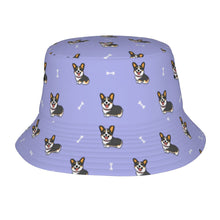 Load image into Gallery viewer, Happy Tri-Color Corgi Love Bucket Hat-Hats &amp; Caps-Accessories,Corgi,Dog Dad Gifts,Dog Mom Gifts,Hats-Lavender Purple-One Size-1