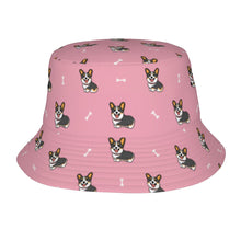 Load image into Gallery viewer, Happy Tri-Color Corgi Love Bucket Hat-Hats &amp; Caps-Accessories,Corgi,Dog Dad Gifts,Dog Mom Gifts,Hats-Light Pink-One Size-17