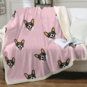 Happy Tri Color Corgi Love Soft Warm Fleece Blanket-Blanket-Blankets, Corgi, Home Decor-9