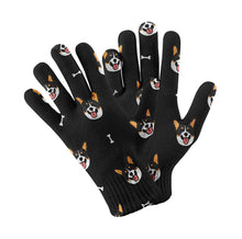 Load image into Gallery viewer, Happy Tri Color Corgi Love Touch Screen Gloves-Accessories-Accessories, Corgi, Dog Dad Gifts, Dog Mom Gifts, Gloves-Black-4
