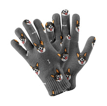 Load image into Gallery viewer, Happy Tri Color Corgi Love Touch Screen Gloves-Accessories-Accessories, Corgi, Dog Dad Gifts, Dog Mom Gifts, Gloves-Gray-3
