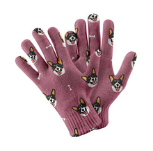 Load image into Gallery viewer, Happy Tri Color Corgi Love Touch Screen Gloves-Accessories-Accessories, Corgi, Dog Dad Gifts, Dog Mom Gifts, Gloves-Rose gold-2