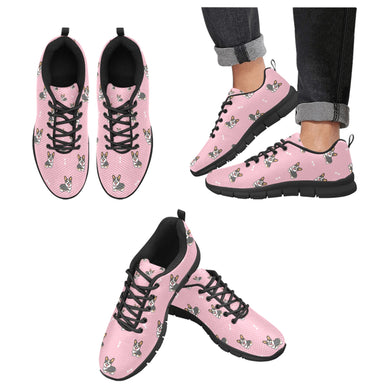 Happy Tri-Color Corgi Love Women's Breathable Sneakers-Pink-US13-5