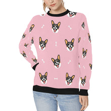 Load image into Gallery viewer, Happy Tri-Color Corgi Love Women&#39;s Sweatshirt-Apparel-Apparel, Corgi, Sweatshirt-Pink-XS-3