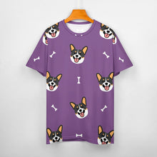 Load image into Gallery viewer, Happy Tri Color Corgis All Over Print Women&#39;s Cotton T-Shirt - 4 Colors-Apparel-Apparel, Corgi, Shirt, T Shirt-11