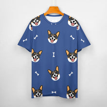 Load image into Gallery viewer, Happy Tri Color Corgis All Over Print Women&#39;s Cotton T-Shirt - 4 Colors-Apparel-Apparel, Corgi, Shirt, T Shirt-2