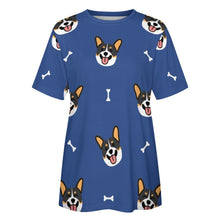 Load image into Gallery viewer, Happy Tri Color Corgis All Over Print Women&#39;s Cotton T-Shirt - 4 Colors-Apparel-Apparel, Corgi, Shirt, T Shirt-1
