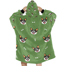 Load image into Gallery viewer, Happy Tri Color Corgis Blanket Hoodie for Women-Apparel-Apparel, Blankets-10