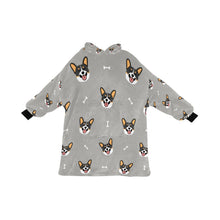Load image into Gallery viewer, Happy Tri Color Corgis Blanket Hoodie for Women-Apparel-Apparel, Blankets-DarkGray-ONE SIZE-11