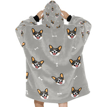 Load image into Gallery viewer, Happy Tri Color Corgis Blanket Hoodie for Women-Apparel-Apparel, Blankets-14