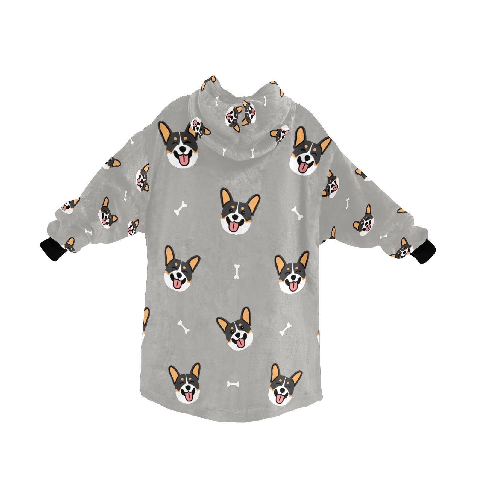 Happy Tri Color Corgis Blanket Hoodie for Women 4 Colors