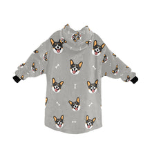 Load image into Gallery viewer, Happy Tri Color Corgis Blanket Hoodie for Women-Apparel-Apparel, Blankets-15