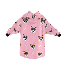 Load image into Gallery viewer, Happy Tri Color Corgis Blanket Hoodie for Women-Apparel-Apparel, Blankets-4