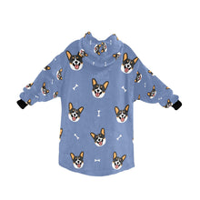 Load image into Gallery viewer, Happy Tri Color Corgis Blanket Hoodie for Women-Apparel-Apparel, Blankets-6