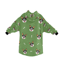 Load image into Gallery viewer, Happy Tri Color Corgis Blanket Hoodie for Women-Apparel-Apparel, Blankets-9