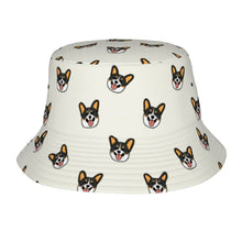 Load image into Gallery viewer, Happy Tri Color Corgis Bucket Hat-Hats &amp; Caps-Accessories,Corgi,Dog Dad Gifts,Dog Mom Gifts,Hats-Ivory White-One Size-41