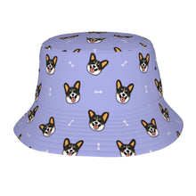 Load image into Gallery viewer, Happy Tri Color Corgis Bucket Hat-Hats &amp; Caps-Accessories,Corgi,Dog Dad Gifts,Dog Mom Gifts,Hats-Lavender Purple-One Size-25