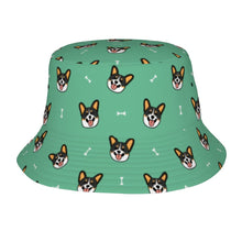 Load image into Gallery viewer, Happy Tri Color Corgis Bucket Hat-Hats &amp; Caps-Accessories,Corgi,Dog Dad Gifts,Dog Mom Gifts,Hats-Mint Green-One Size-9