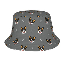 Load image into Gallery viewer, Happy Tri Color Corgis Bucket Hat-Hats &amp; Caps-Accessories,Corgi,Dog Dad Gifts,Dog Mom Gifts,Hats-Parisian Gray-One Size-17