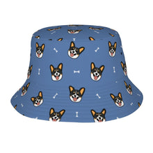 Load image into Gallery viewer, Happy Tri Color Corgis Bucket Hat-Hats &amp; Caps-Accessories,Corgi,Dog Dad Gifts,Dog Mom Gifts,Hats-Slate Blue-One Size-33