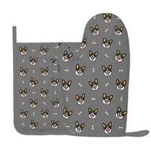 Load image into Gallery viewer, Happy Tri Color Corgis Oven Mitts and Pot Holder Set-Kitchen Decor-5