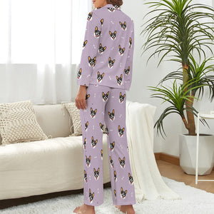 Happy Tri Color Corgis Pajamas Set for Women-Pajamas-Apparel, Corgi, Pajamas-S-Thistle-7