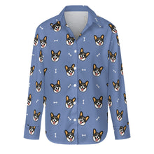 Load image into Gallery viewer, Happy Tri Color Corgis Women's Shirt-Apparel-Apparel,Corgi,Dog Mom Gifts,Shirt-S-CornflowerBlue-5