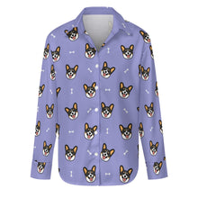 Load image into Gallery viewer, Happy Tri Color Corgis Women's Shirt-Apparel-Apparel,Corgi,Dog Mom Gifts,Shirt-S-CornflowerBlue_1-13