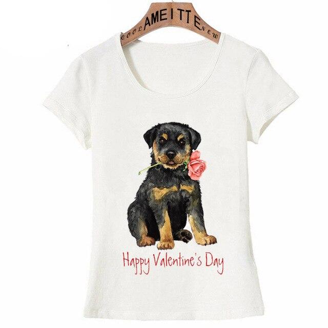 Happy Valentines Day Rottweiler Womens T ShirtApparelWhiteS