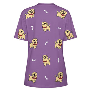 Happy Yellow Labrador Love All Over Print Women's Cotton T-Shirt - 4 Colors-Apparel-Apparel, Labrador, Shirt, T Shirt-14