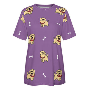 Happy Yellow Labrador Love All Over Print Women's Cotton T-Shirt - 4 Colors-Apparel-Apparel, Labrador, Shirt, T Shirt-17