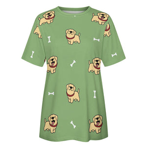 Happy Yellow Labrador Love All Over Print Women's Cotton T-Shirt - 4 Colors-Apparel-Apparel, Labrador, Shirt, T Shirt-2
