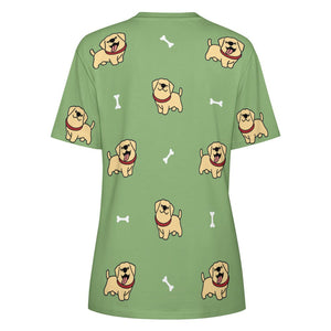 Happy Yellow Labrador Love All Over Print Women's Cotton T-Shirt - 4 Colors-Apparel-Apparel, Labrador, Shirt, T Shirt-3