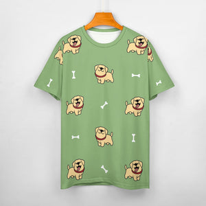Happy Yellow Labrador Love All Over Print Women's Cotton T-Shirt - 4 Colors-Apparel-Apparel, Labrador, Shirt, T Shirt-4