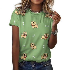 Happy Yellow Labrador Love All Over Print Women's Cotton T-Shirt - 4 Colors-Apparel-Apparel, Labrador, Shirt, T Shirt-6