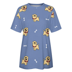 Happy Yellow Labrador Love All Over Print Women's Cotton T-Shirt - 4 Colors-Apparel-Apparel, Labrador, Shirt, T Shirt-7