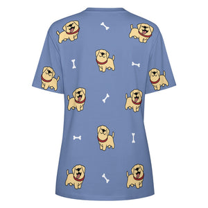 Happy Yellow Labrador Love All Over Print Women's Cotton T-Shirt - 4 Colors-Apparel-Apparel, Labrador, Shirt, T Shirt-8