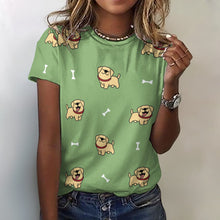 Load image into Gallery viewer, Happy Yellow Labrador Love All Over Print Women&#39;s Cotton T-Shirt - 4 Colors-Apparel-Apparel, Labrador, Shirt, T Shirt-2XS-DarkSeaGreen-1