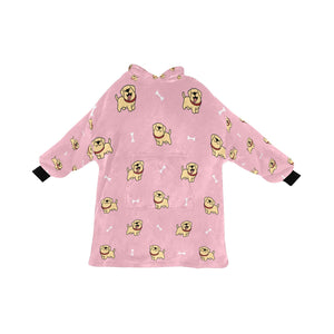 Happy Yellow Labrador Love Blanket Hoodie for Women-Apparel-Apparel, Blankets-Pink-ONE SIZE-1