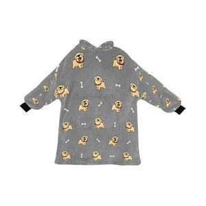 Happy Yellow Labrador Love Blanket Hoodie for Women-Apparel-Apparel, Blankets-Gray-ONE SIZE-13