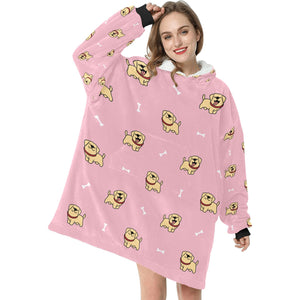 Happy Yellow Labrador Love Blanket Hoodie for Women-Apparel-Apparel, Blankets-3