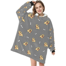 Load image into Gallery viewer, Happy Yellow Labrador Love Blanket Hoodie for Women-Apparel-Apparel, Blankets-11