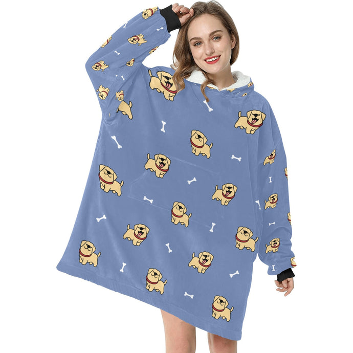 Happy Yellow Labrador Love Blanket Hoodie for Women-Apparel-Apparel, Blankets-7