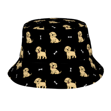 Happy Yellow Labrador Love Bucket Hat Midnight Black One Size 360x